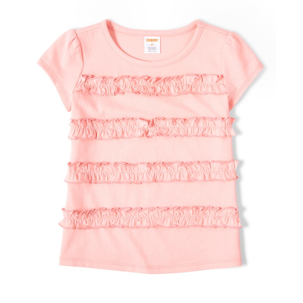 New Gymboree Girls 5T Ruffle Top T-shirt Pink Garden Party